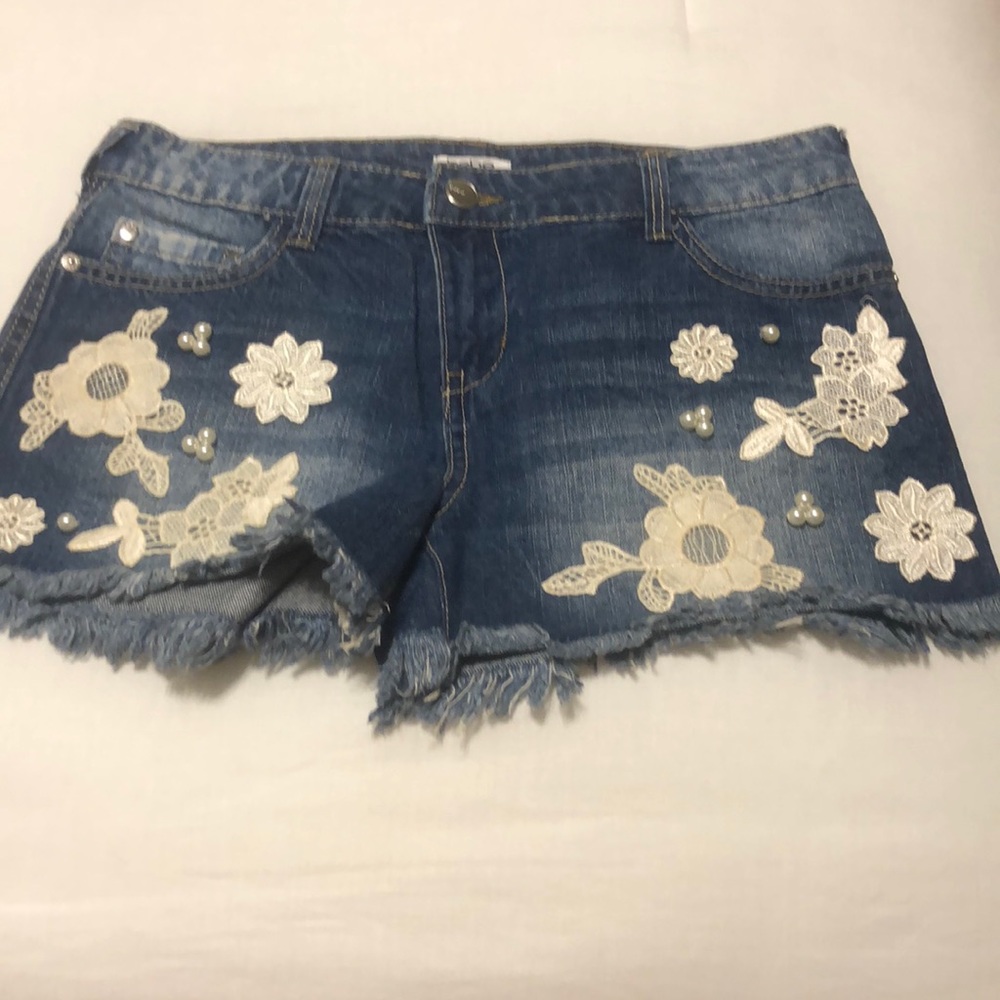 BEBE jean shorts, color:dark blue, womens, size:12 (no tags but never worn)